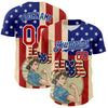 Custom Cream Red Royal-White 3D Retro American Flag Authentic Baseball Jersey