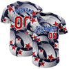 Custom White Red Navy-Royal 3D American Flag America-Inspired Authentic Baseball Jersey