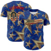 Custom Royal Vintage USA Flag Old Gold-Red 3D American Flag America-Inspired Stars Authentic Baseball Jersey