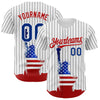 Custom White Black Pinstripe Royal-Red 3D American Flag Statue Of Liberty Authentic Baseball Jersey