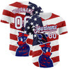 Custom White Royal-Fire Red 3D Retro American Flag Salute Authentic Baseball Jersey