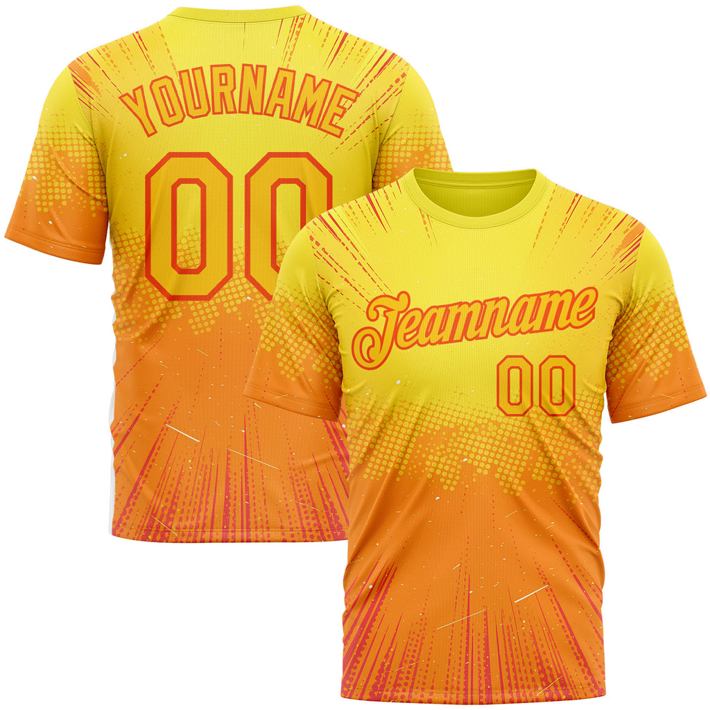 Custom Yellow Orange 3D Pattern Design Anime Inspired Gradient Sport Wear Performance T-Shirt