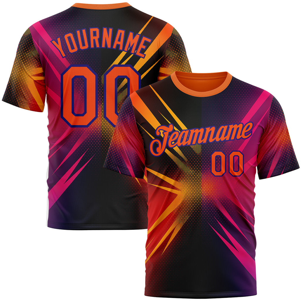 Custom Orange Pink-Dark Purple 3D Pattern Design Gradient Sport Wear Performance T-Shirt