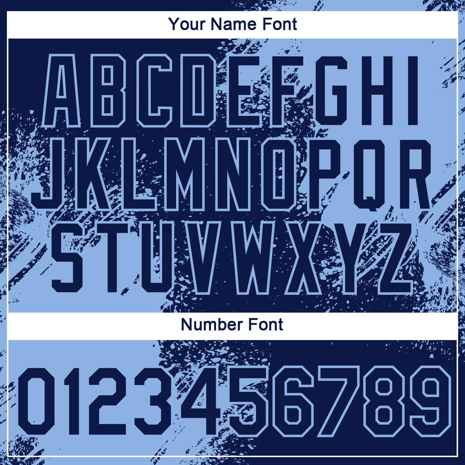 Custom Navy Light Blue 3D Pattern Design Abstract Brush Stroke Performance T-Shirt