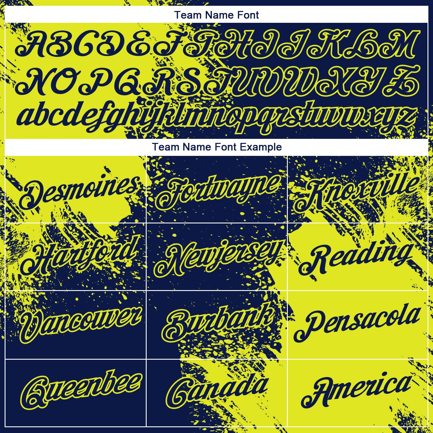 Custom Navy Neon Yellow 3D Pattern Design Abstract Brush Stroke Performance T-Shirt