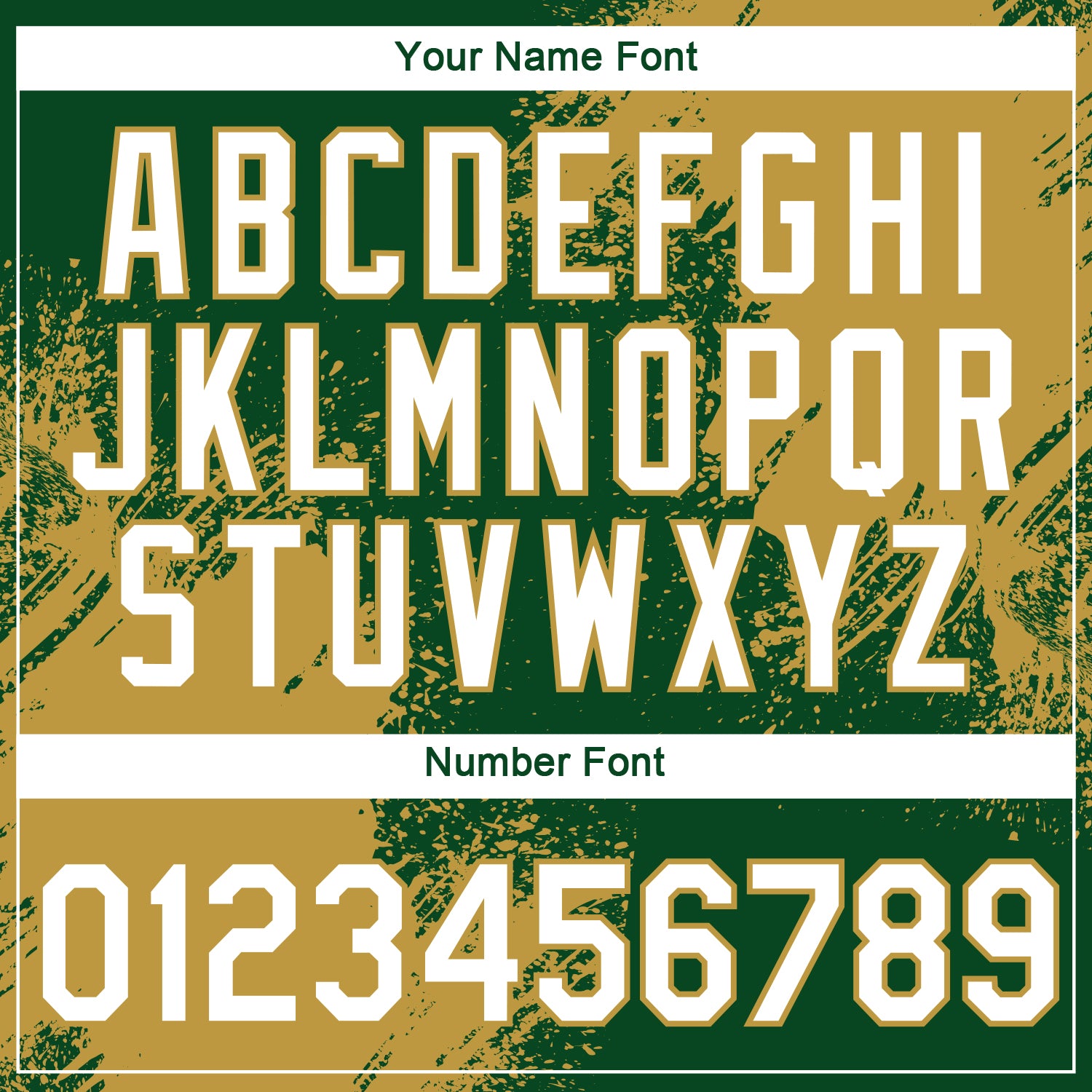 Custom Green White-Old Gold 3D Pattern Design Abstract Brush Stroke Performance T-Shirt