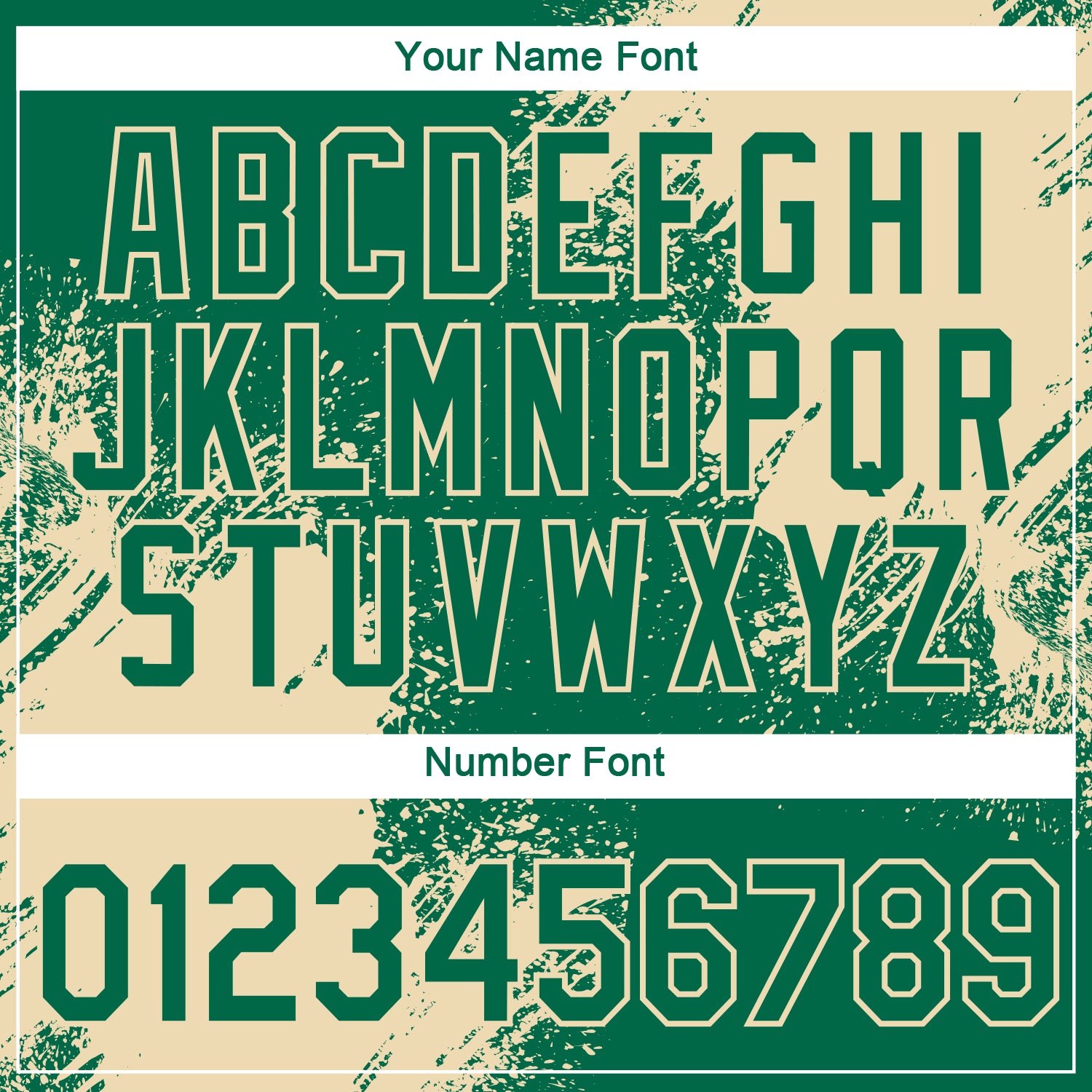 Custom Kelly Green Cream 3D Pattern Design Abstract Brush Stroke Performance T-Shirt