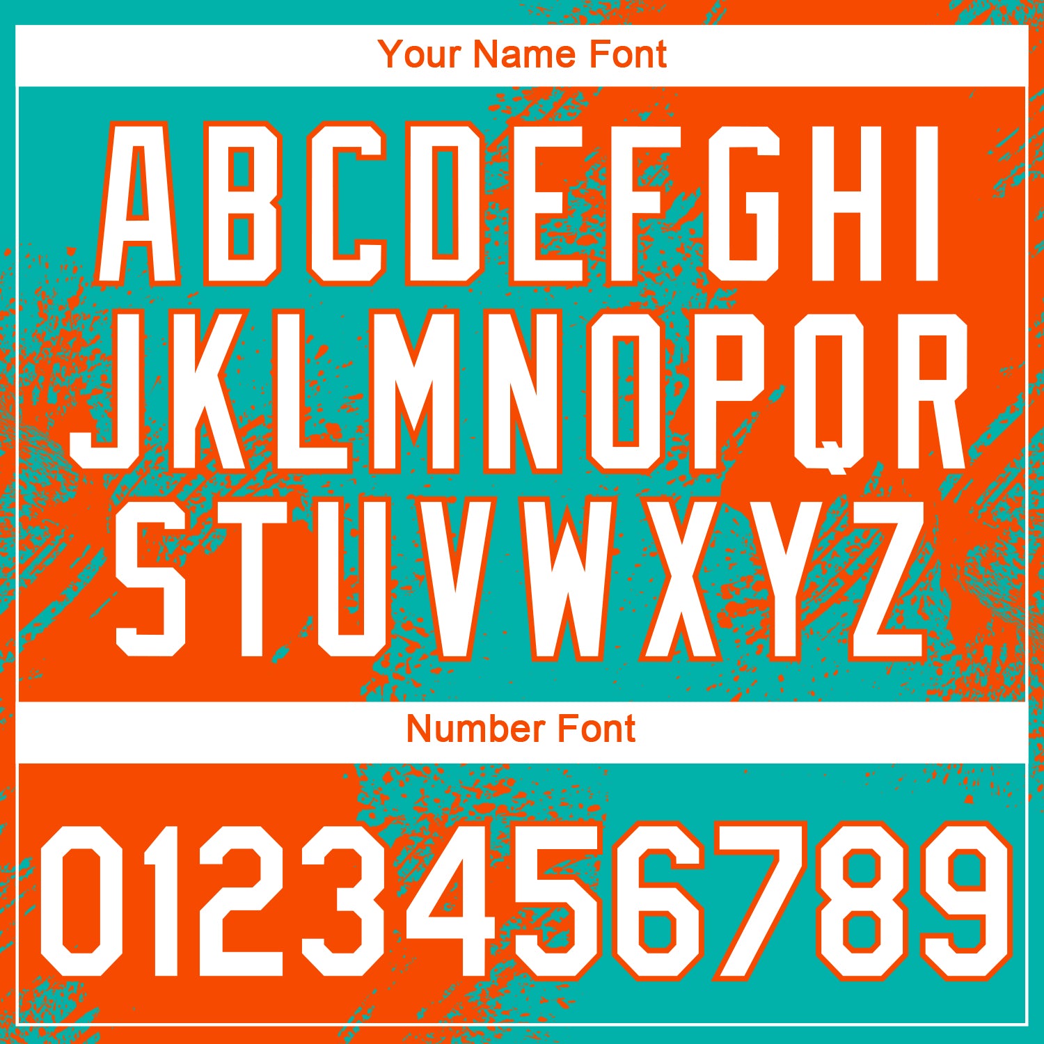 Custom Aqua White-Orange 3D Pattern Design Abstract Brush Stroke Performance T-Shirt