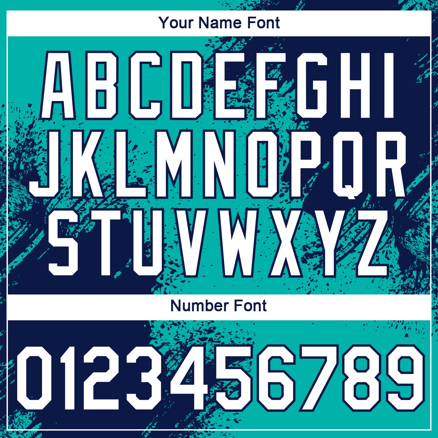 Custom Aqua White-Navy 3D Pattern Design Abstract Brush Stroke Performance T-Shirt