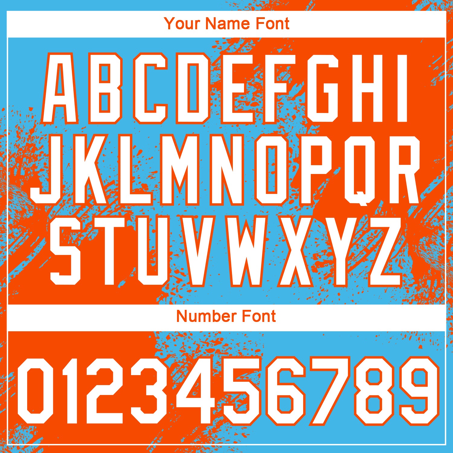 Custom Sky Blue White-Orange 3D Pattern Design Abstract Brush Stroke Performance T-Shirt