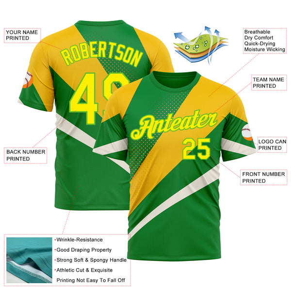 Custom Green Light Yellow Aurora Green-Yellow 3D Pattern Design Brazil Sport Wear Performance T-Shirt