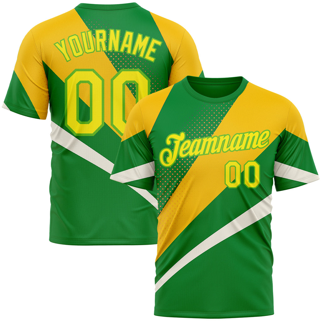 Custom Green Light Yellow Aurora Green-Yellow 3D Pattern Design Brazil Sport Wear Performance T-Shirt