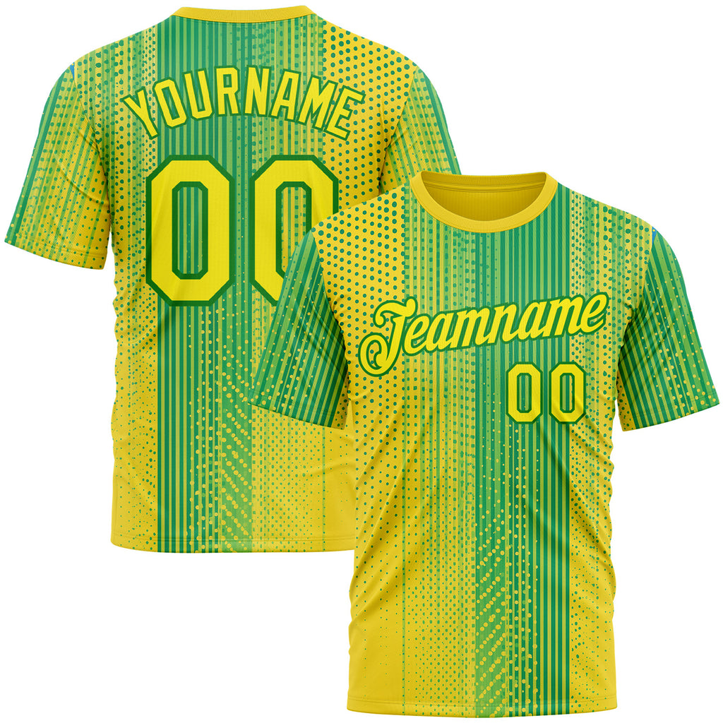 Custom Yellow Light Yellow-Grass Green 3D Pattern Design Brazil Africa Sport Wear Performance T-Shirt