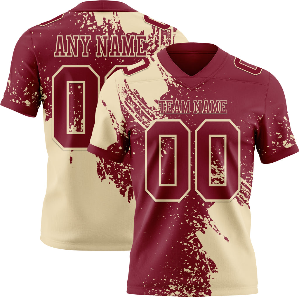 Custom Crimson Cream 3D Pattern Abstract Brush Stroke Mesh Authentic Football Jersey