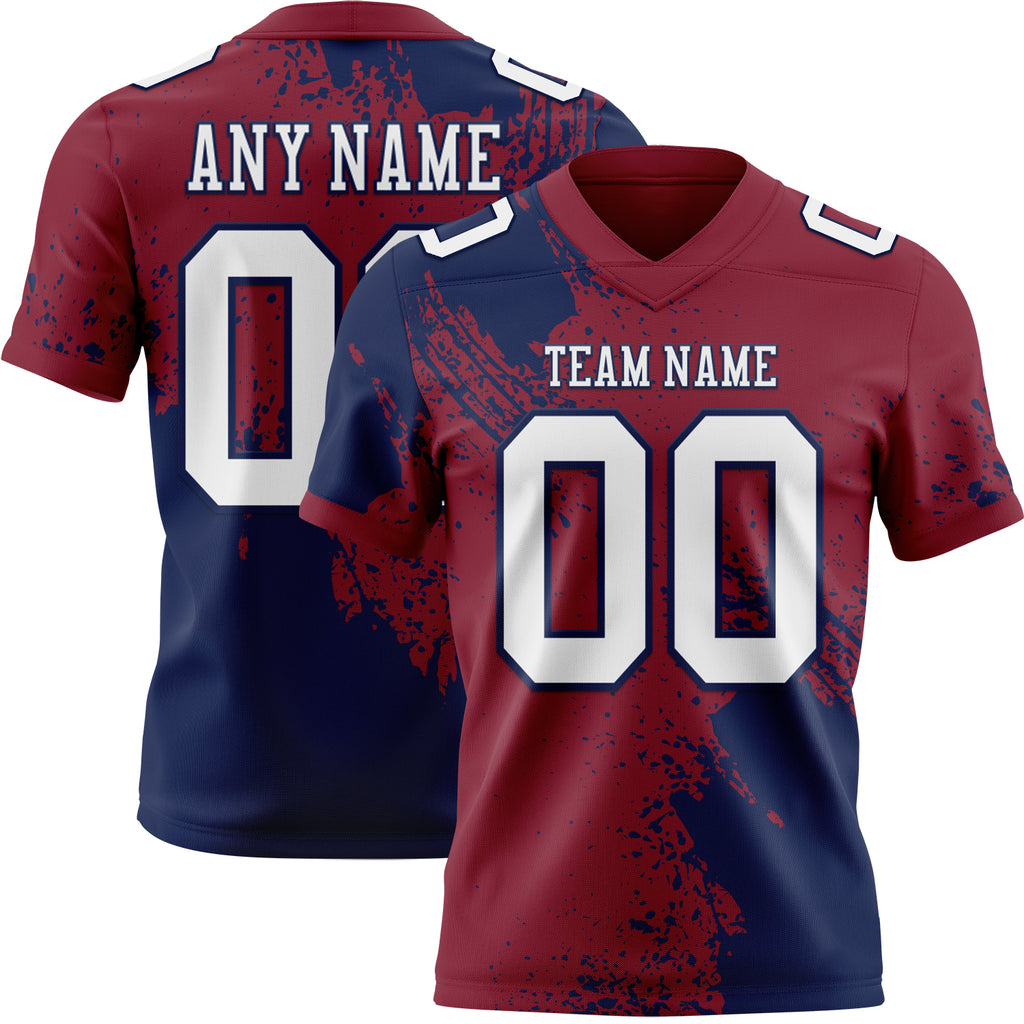 Custom Crimson White-Navy 3D Pattern Abstract Brush Stroke Mesh Authentic Football Jersey