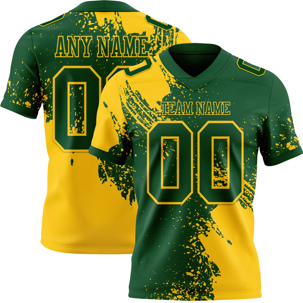 Custom Green Yellow 3D Pattern Abstract Brush Stroke Mesh Authentic Football Jersey