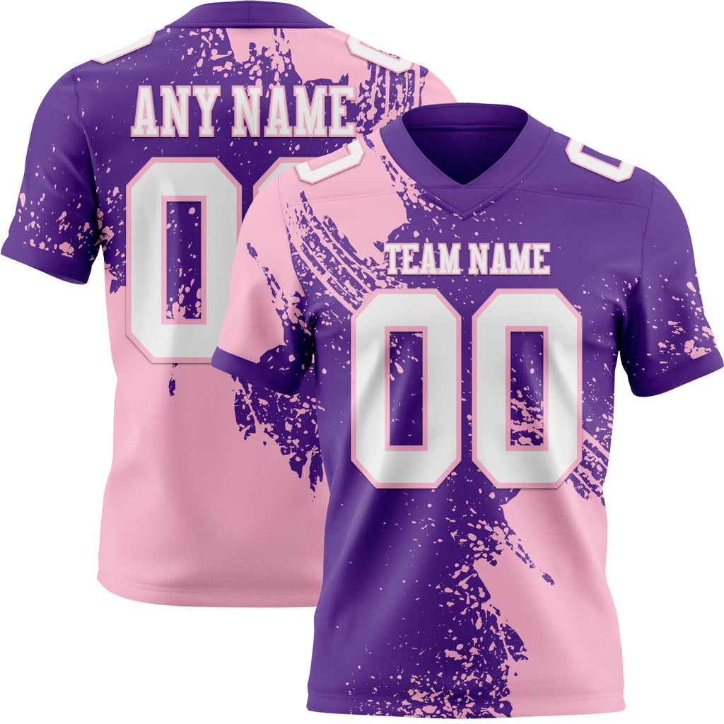 Custom Purple White-Light Pink 3D Pattern Abstract Brush Stroke Mesh Authentic Football Jersey
