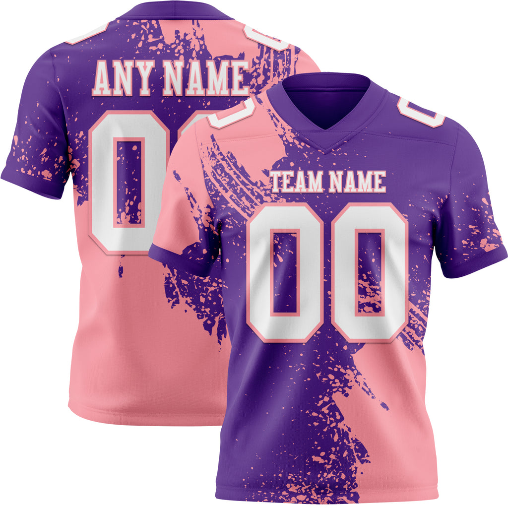 Custom Purple White-Medium Pink 3D Pattern Abstract Brush Stroke Mesh Authentic Football Jersey