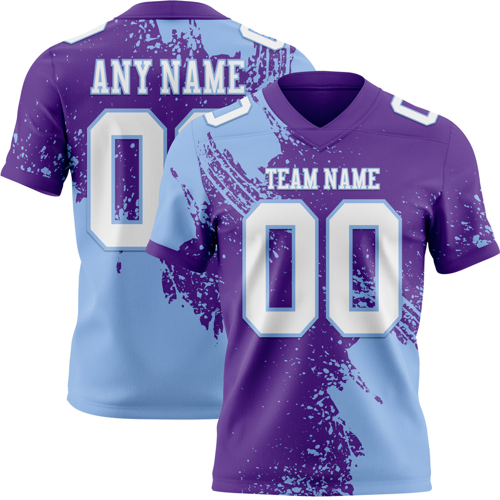 Custom Purple White-Light Blue 3D Pattern Abstract Brush Stroke Mesh Authentic Football Jersey