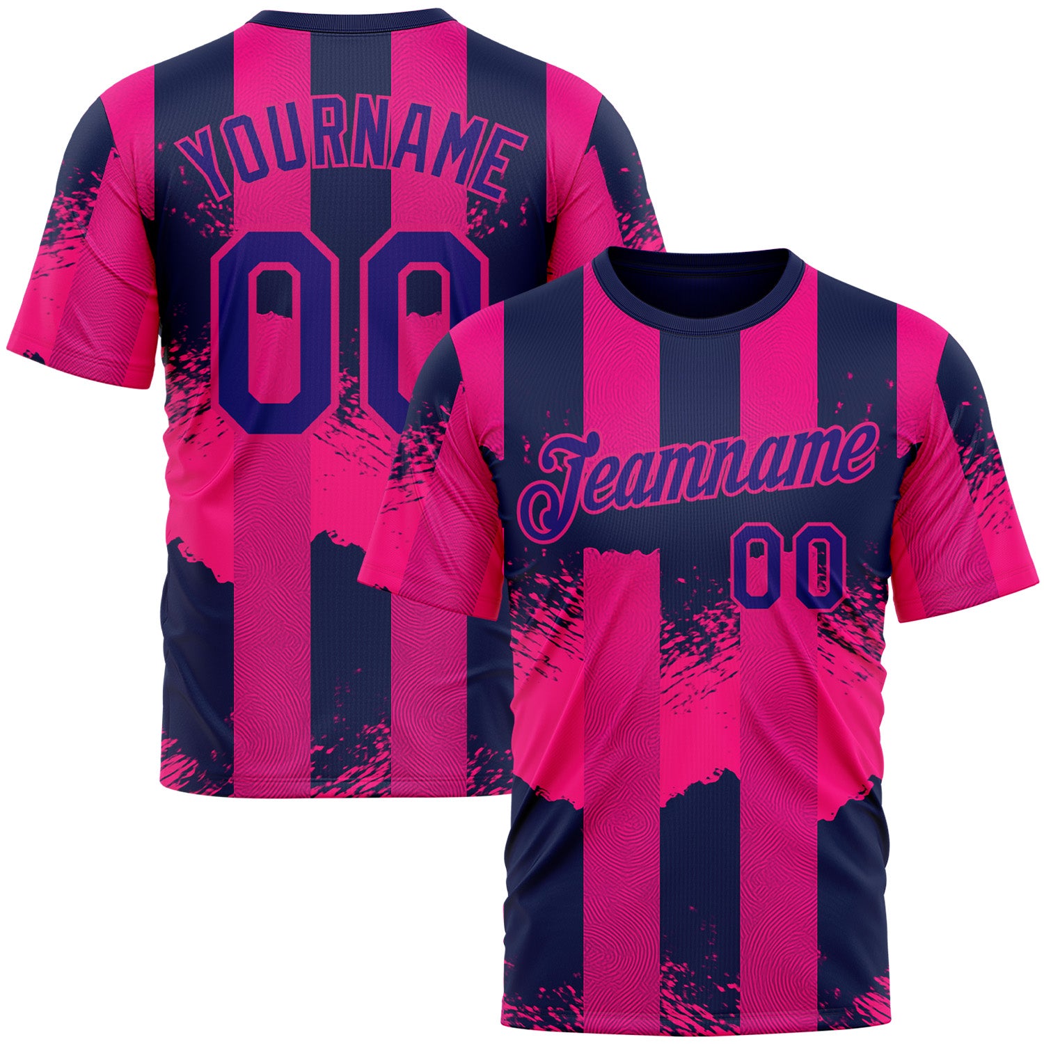 Custom Red Dark Purple-Hot Pink 3D Pattern Design Neon Stripe Sport Wear Performance T-Shirt