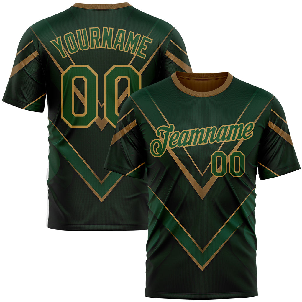 Custom Green Old Gold 3D Pattern Design Mexico Africa Sport Wear Performance T-Shirt