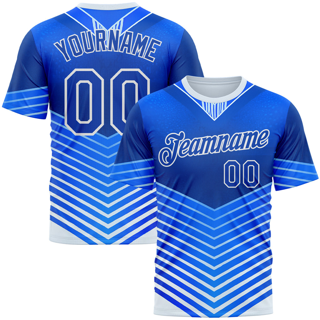Custom Blue Thunder Blue-White 3D Pattern Design Argentina Arrow Sport Wear Performance T-Shirt