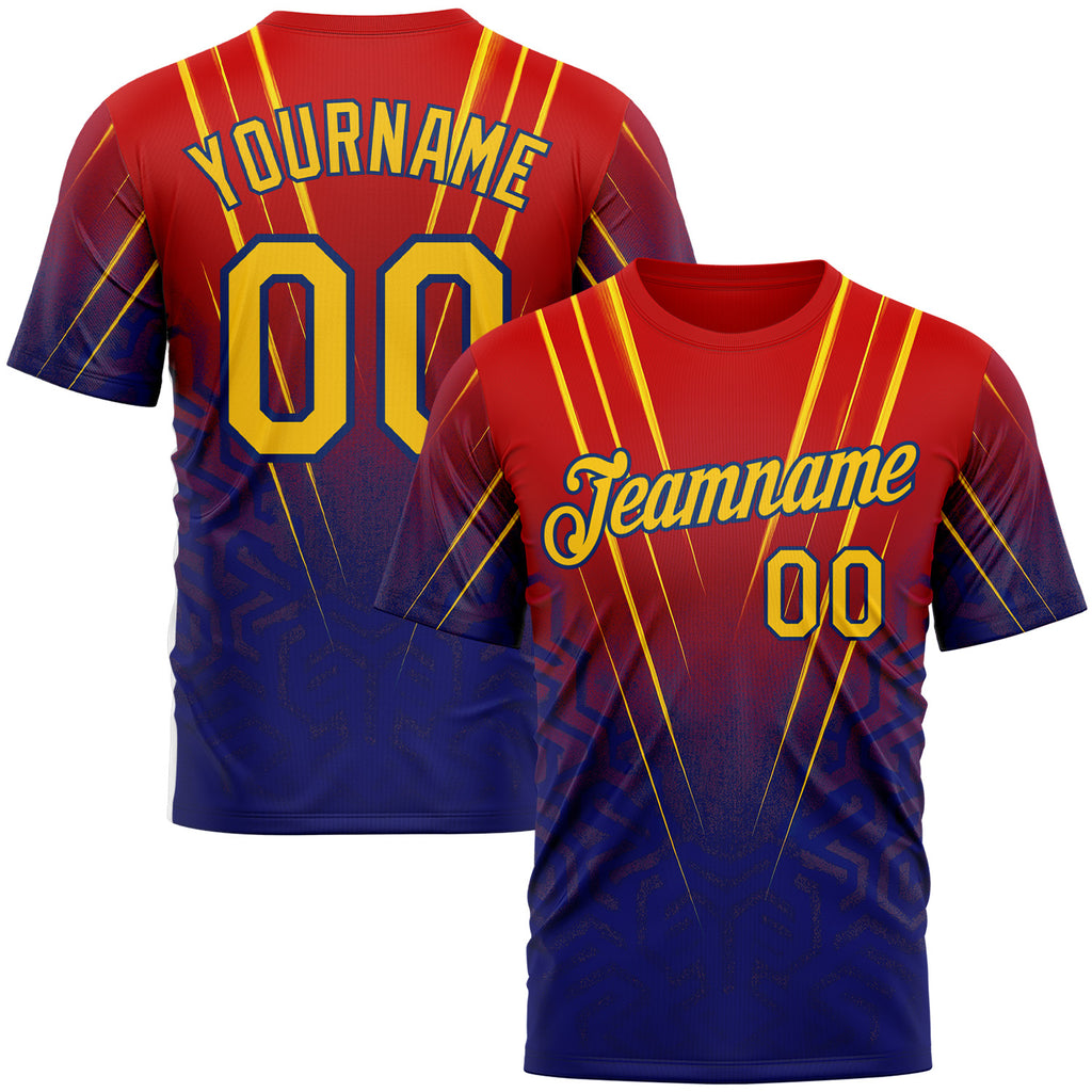 Custom Red Yellow-US Navy Blue 3D Pattern Design USA Inspired France Sport Wear Performance T-Shirt