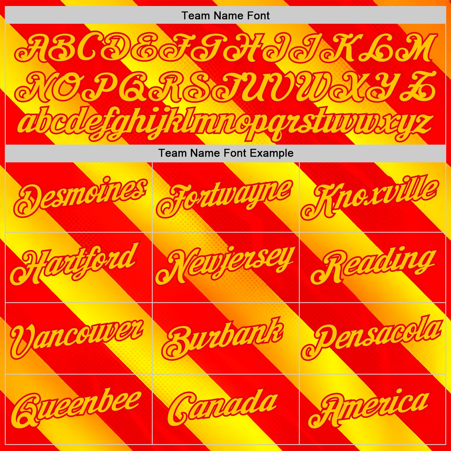 Custom Red Yellow-Fire Red 3D Pattern Design Spain Stripe Sport Wear Performance T-Shirt