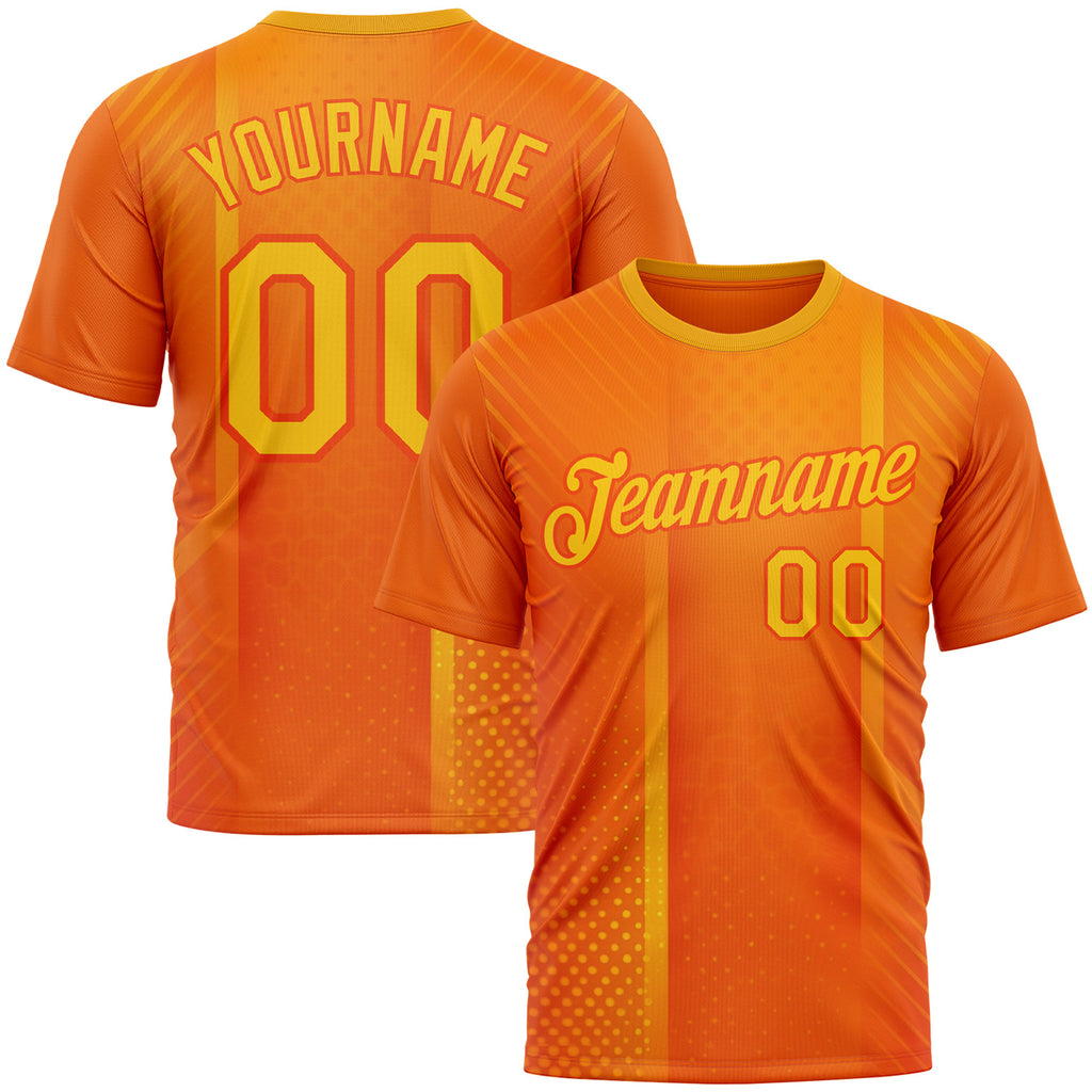 Custom Orange Yellow 3D Pattern Design Gradient Sport Wear Performance T-Shirt