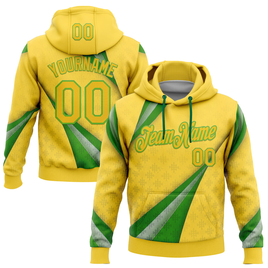 Custom Stitched Yellow Green-Aurora Green 3D Pattern Design Brazil Inspired Geometric Shape Sports Wear Pullover Sweatshirt Hoodie