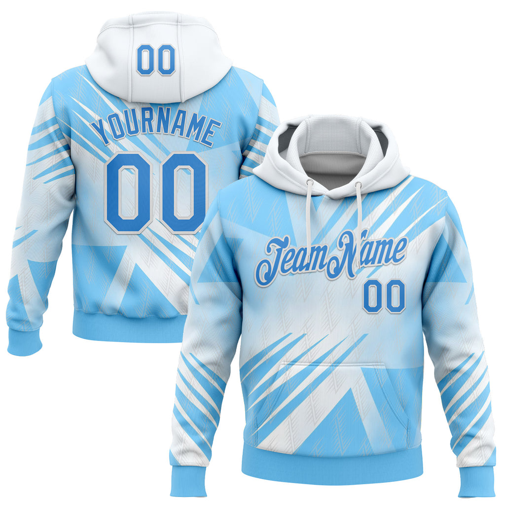 Custom Stitched White Powder Blue-Blue 3D Pattern Design Argentine Inspired Geometric Shape Sports Wear Pullover Sweatshirt Hoodie