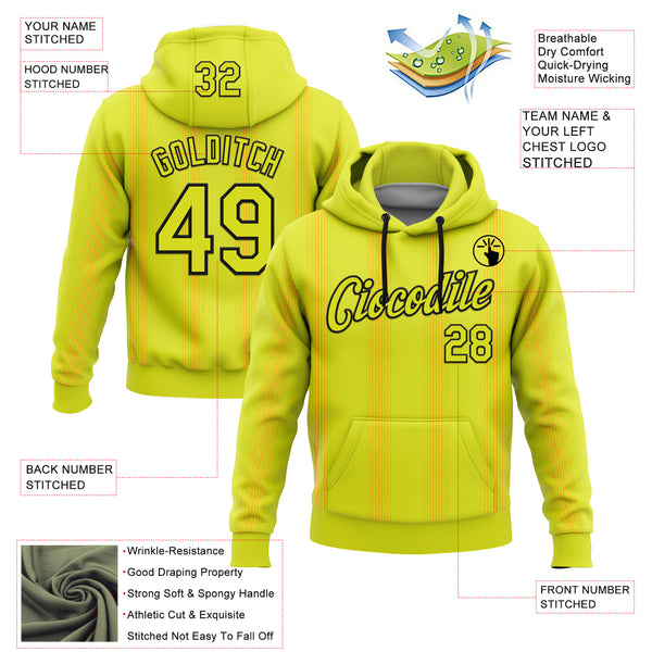 Custom Stitched Neon Yellow Black 3D Pattern Design Geometric Shape Sports Pullover Sweatshirt Hoodie