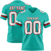 Custom Aqua White-Red Authentic Football Jersey