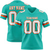Custom Aqua White-Orange Authentic Football Jersey