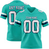 Custom Aqua White-Navy Authentic Football Jersey