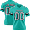 Custom Aqua Gray-Black Authentic Football Jersey