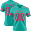 Custom Aqua Neon Pink Authentic Football Jersey