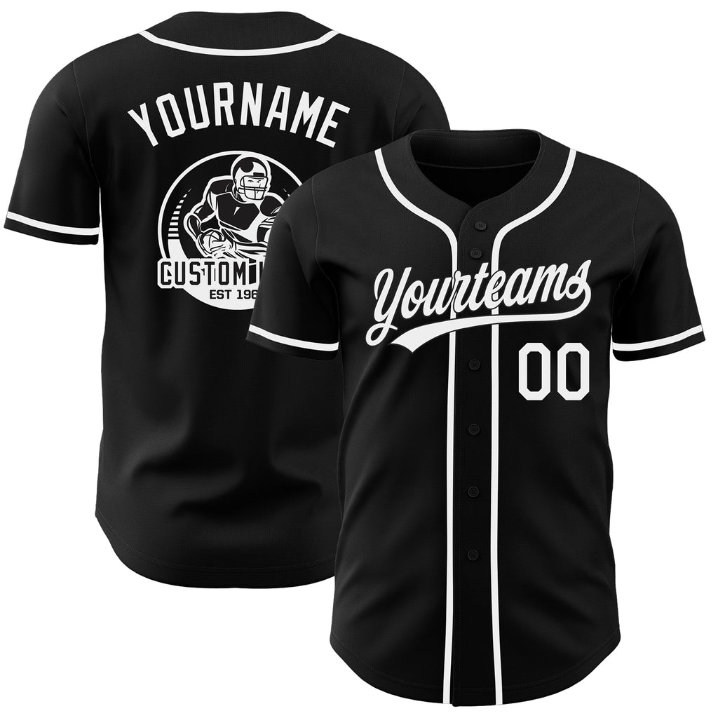 Custom Black-White Authentic Baseball Jersey