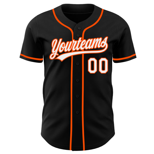 Custom Black White-Orange Authentic Baseball Jersey
