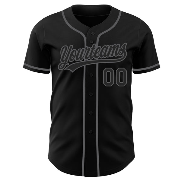 Custom Black-Steel Gray Authentic Baseball Jersey