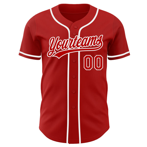 Custom Red-White Authentic Baseball Jersey