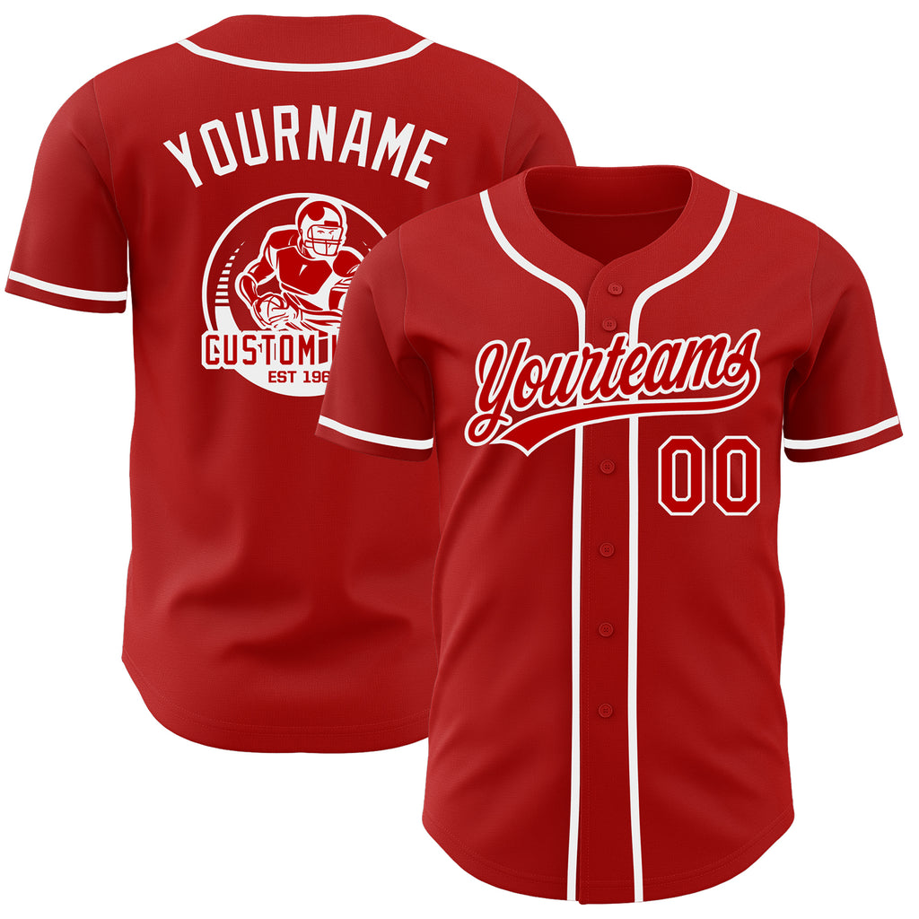 Custom Red-White Authentic Baseball Jersey