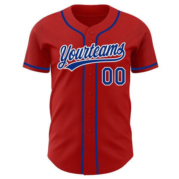 Custom Red Royal-White Authentic Baseball Jersey