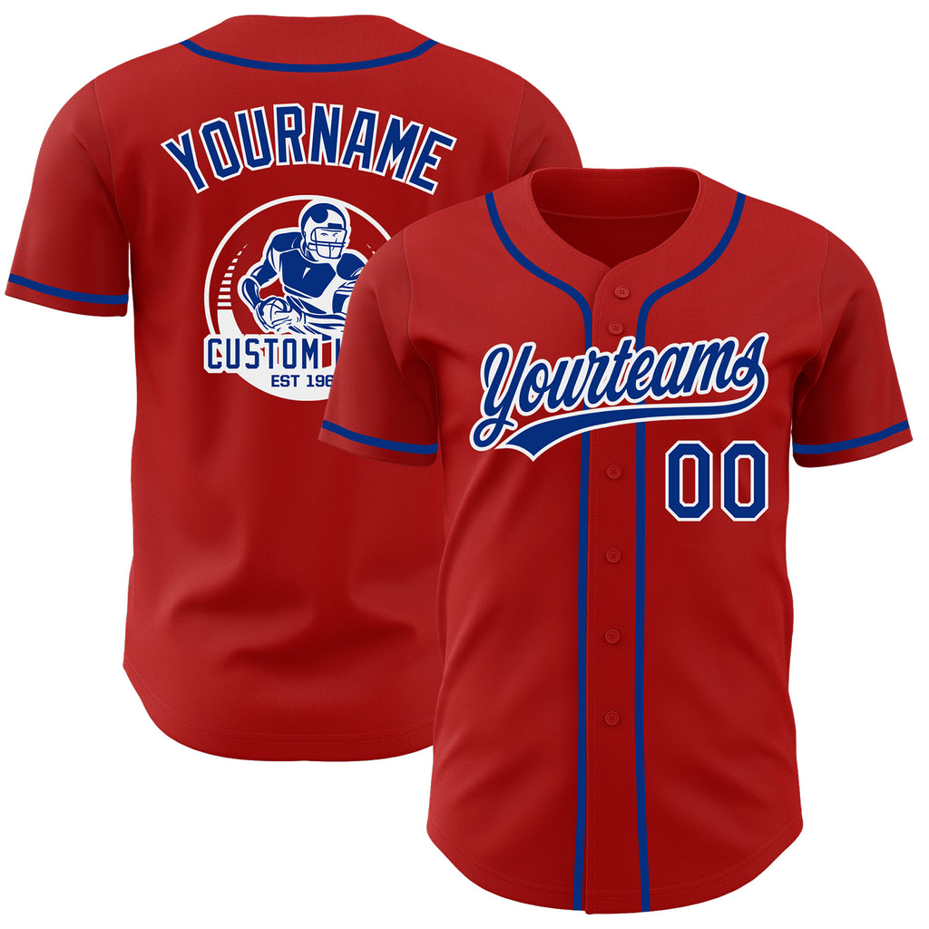 Custom Red Royal-White Authentic Baseball Jersey