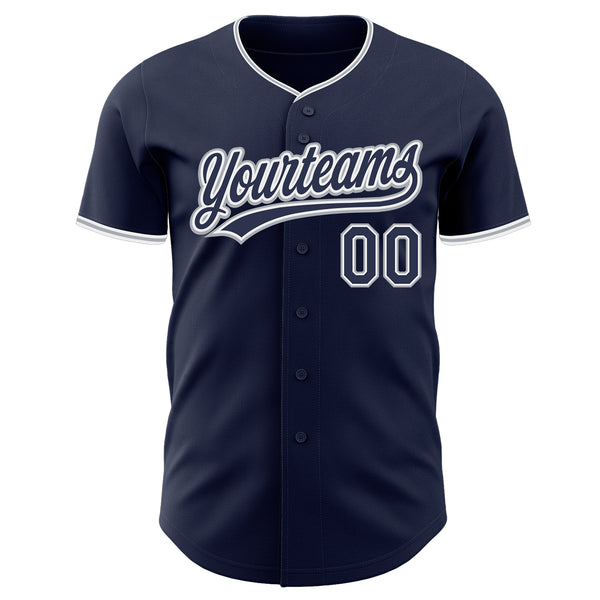 Custom Navy White-Gray Authentic Baseball Jersey