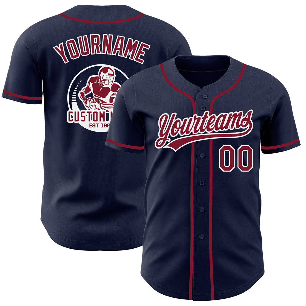 Custom Navy Crimson-White Authentic Baseball Jersey