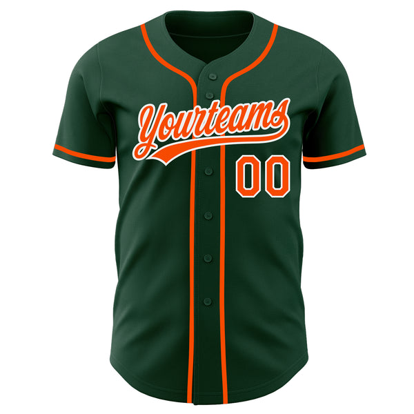 Custom Green Orange-White Authentic Baseball Jersey