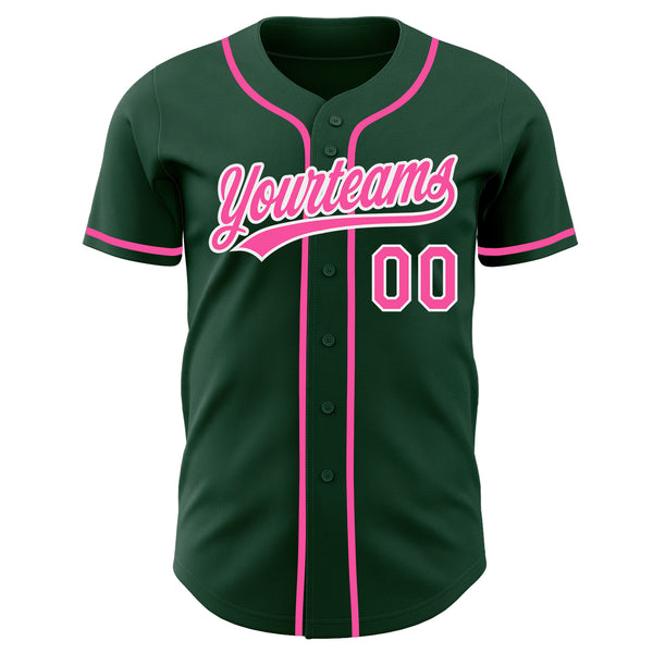 Custom Green Pink-White Authentic Baseball Jersey