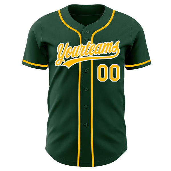 Custom Green Gold-White Authentic Baseball Jersey