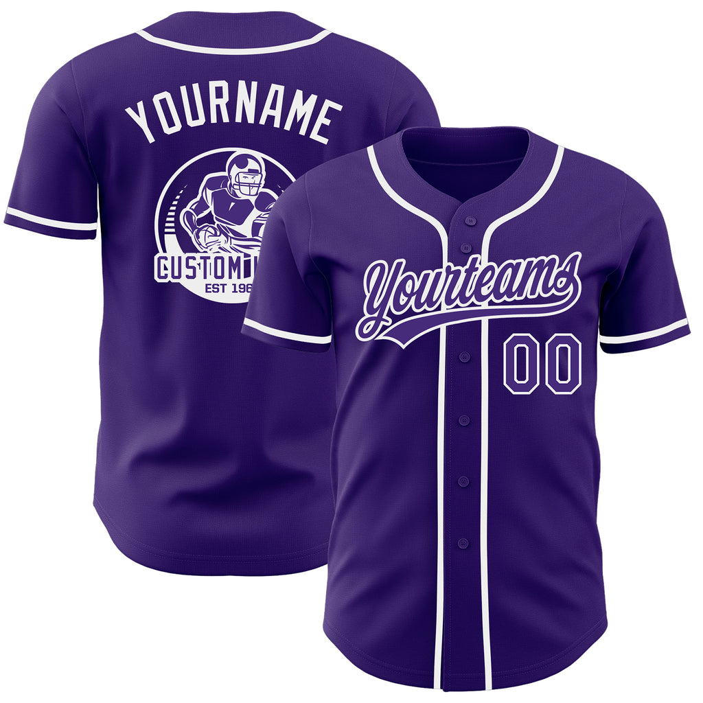 Custom Purple-White Authentic Baseball Jersey